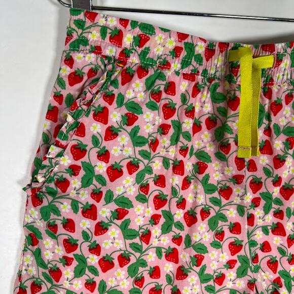 Mini Boden Girls Strawberry Print Shorts 12Y 152cm Pink Red Green Ruffle Hem - Picture 3 of 5